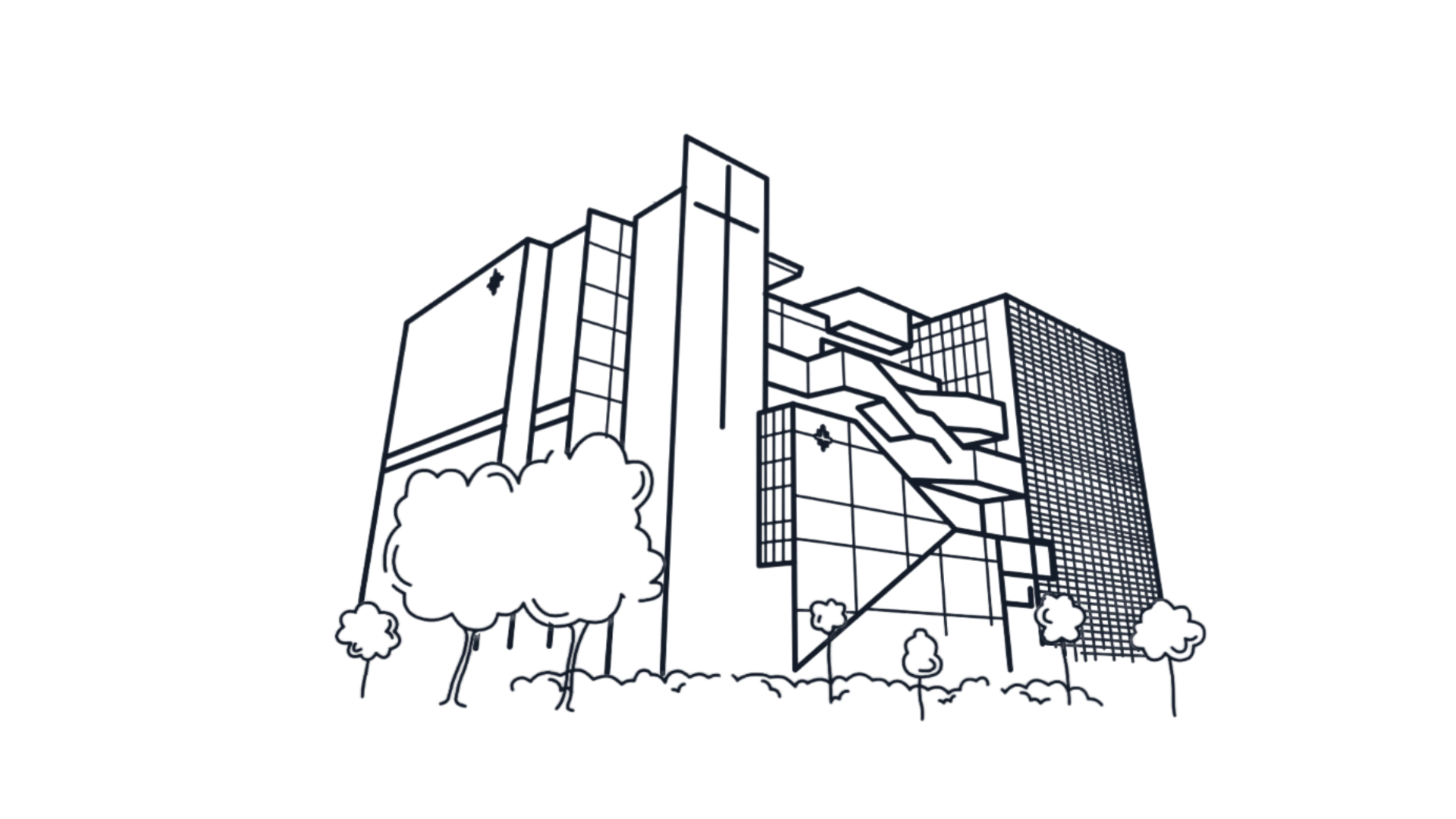 Line sketch of the Gospel Light Christian Church building