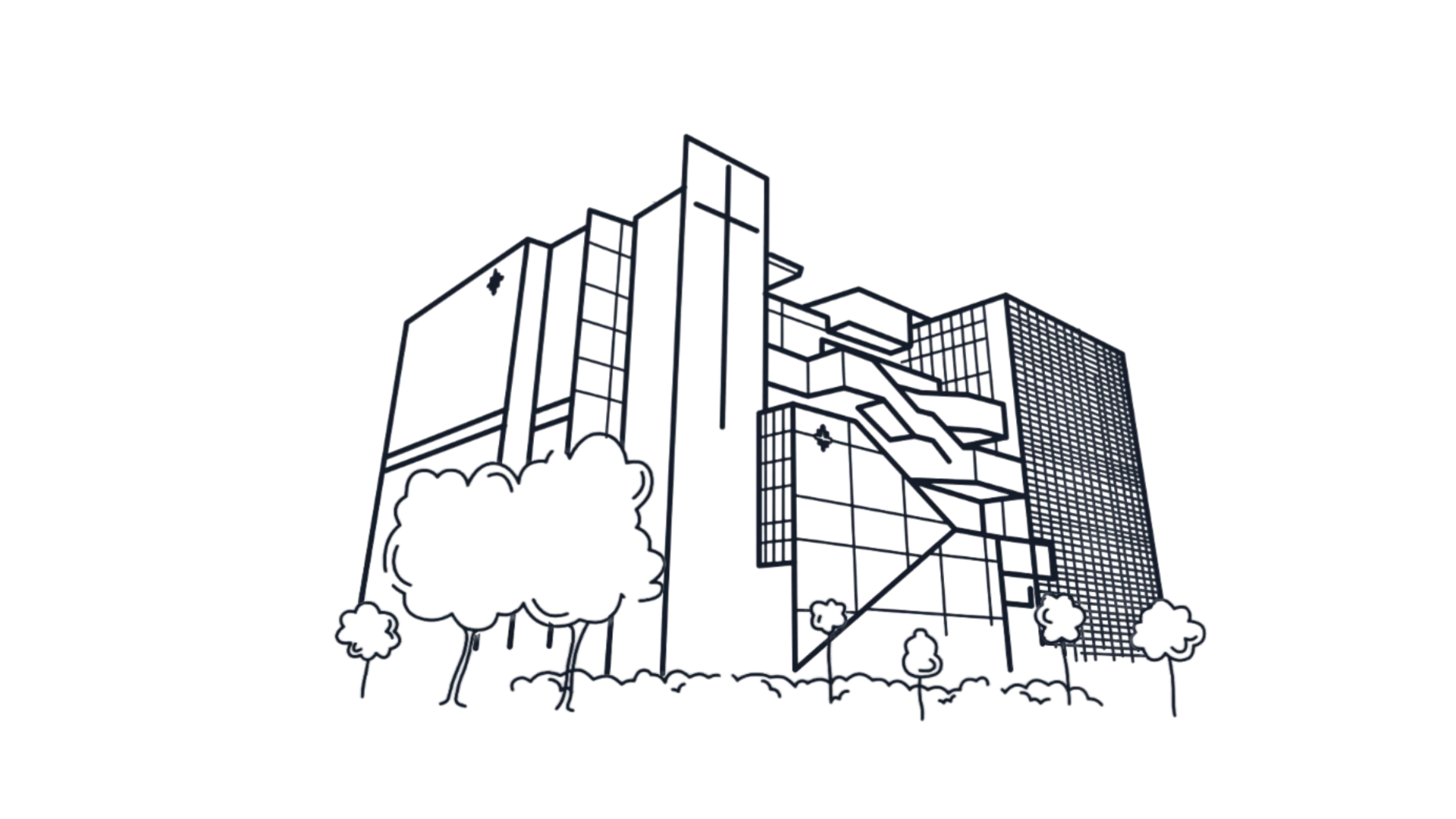 Line sketch of the Gospel Light Christian Church building