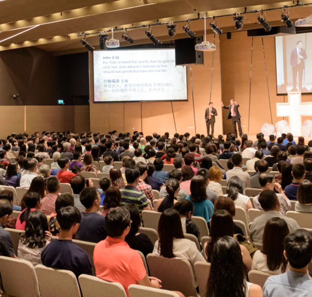 Congregation gathered for a Sunday service at Gospel Light Christian Church
